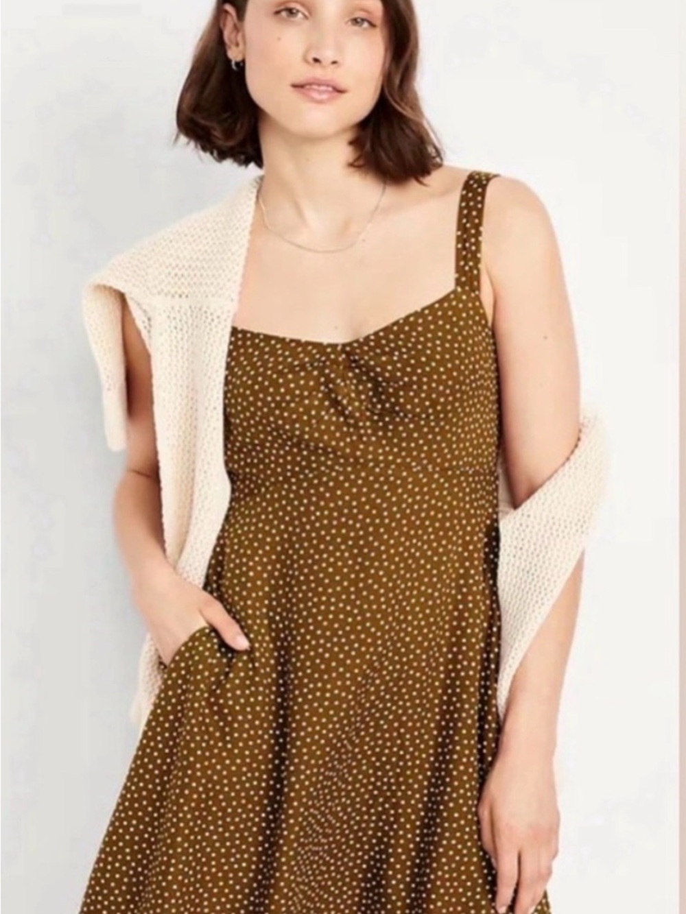 Old Navy Brown Polka Dot Mini Dress